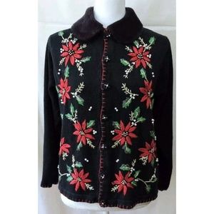 Victoria Jones  Poinsettia Christmas Sweater